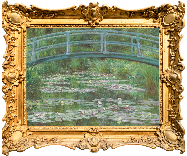 Water lilies with bridge painting by Monet