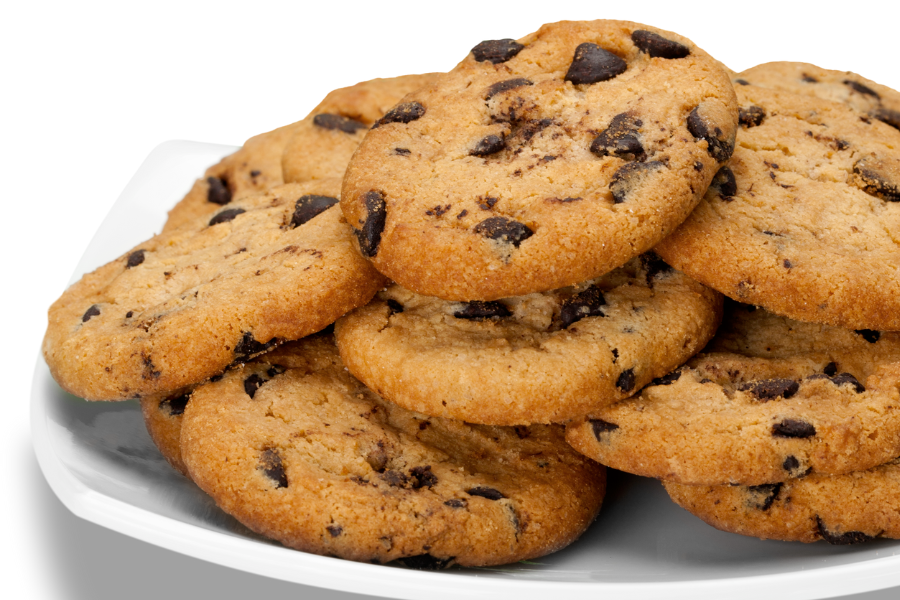 Plate of chocolate chip cookies